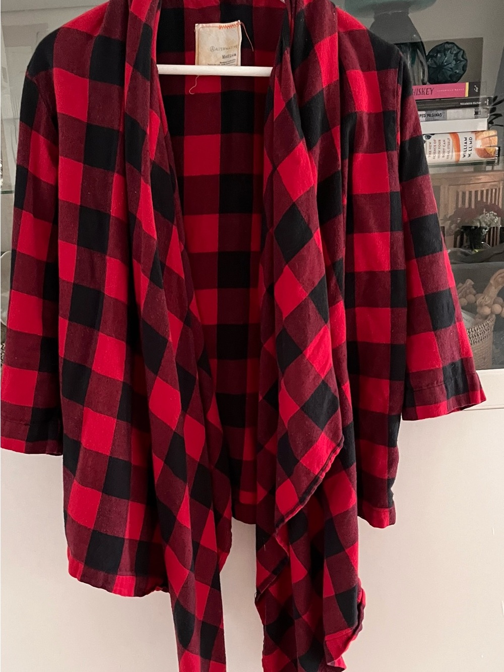 Lumberjack Chic- Red and Black Buffalo Plaid Waterfall Cardigan